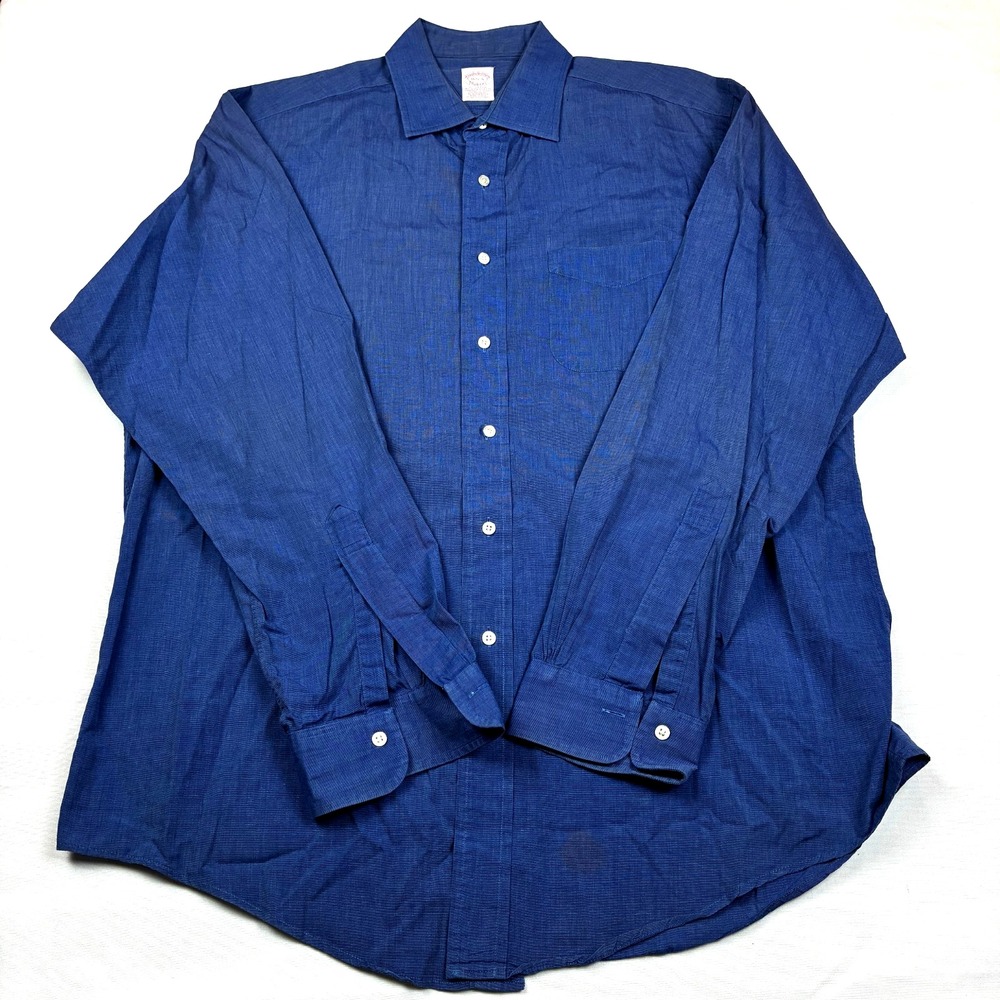 Brooks Brothers Makers Shirt Mens 16.5 - 36 Dark Blue Chambray Ivy USA VTG - Picture 3 of 14